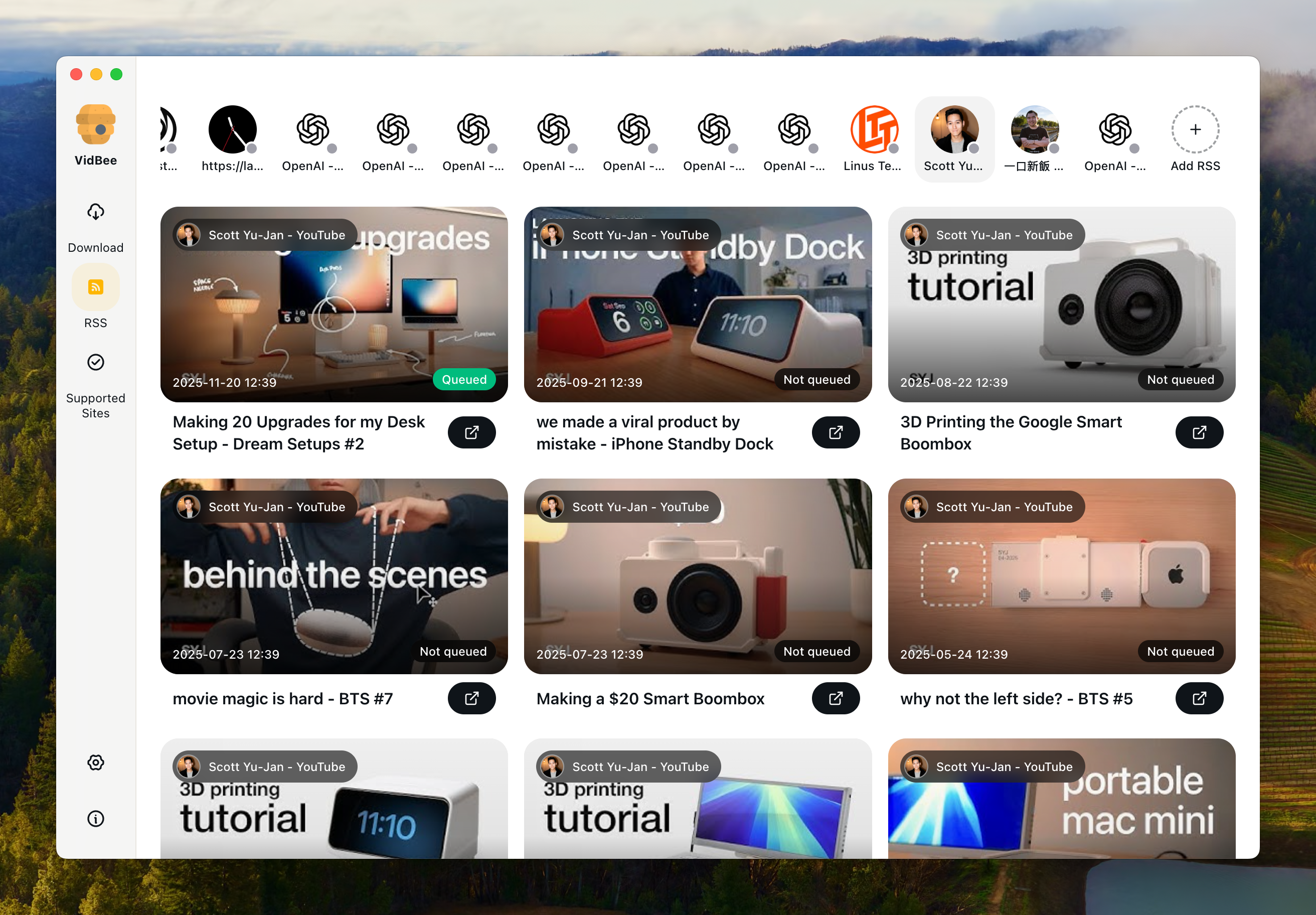 RSS subscriptions overview